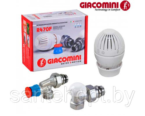 Комплект термостатический Giacomini R470FX023 1/2" угловой (осевой) - фото 1 - id-p139082660