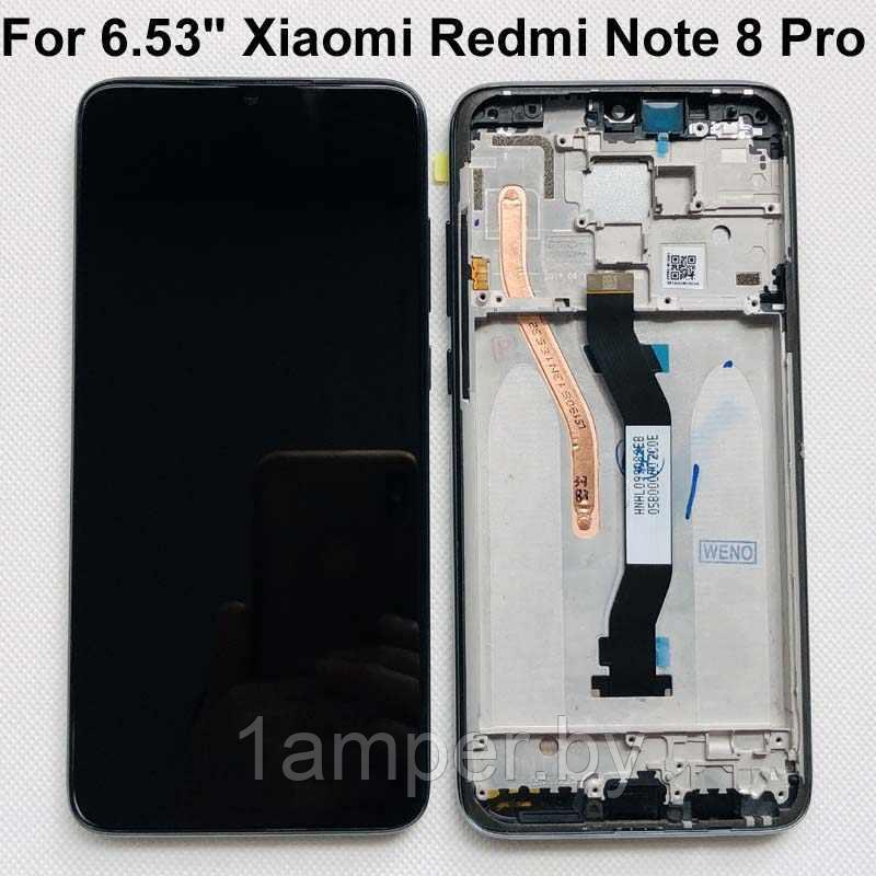 Дисплей Original для Xiaomi Redmi Note 8 Pro В сборе с тачскрином. С рамкой Черный, зеленый, серебро