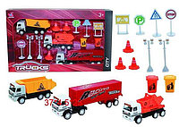 Игровой набор Trucks, 3 машинки и дорожные знаки, арт.333-29A