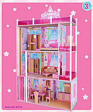 Кукольный домик деревянный для кукол DOLL HOUSE с мебелью, 3 этажа, 5 комнат, арт.B744