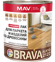 Лак АУ-2122 BRAVA ALKYD для паркета и изделий из древесины бесцв. мат. 1,0 л (0,7 кг) - фото 1 - id-p139153566