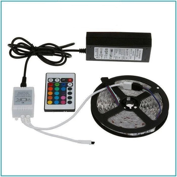 Светодиодная лента RGB LED STRIP, 5 м, с МОЩНЫМ БЛОКОМ!