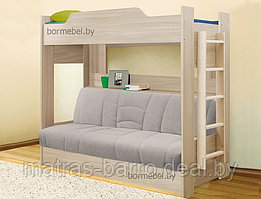 Кровать двухъярусная Прованс с диван-кровать + верхний беспружинный матрас Эко (90х190 см)
