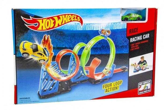 Гоночный трек Hot Wheels 4 Мертвая петля с трамплином +машинка