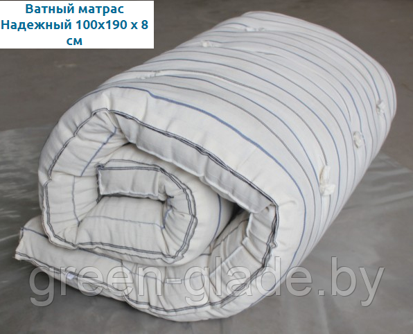 Матрас ватный Надежный (РВ) 100х190см, ткань тик