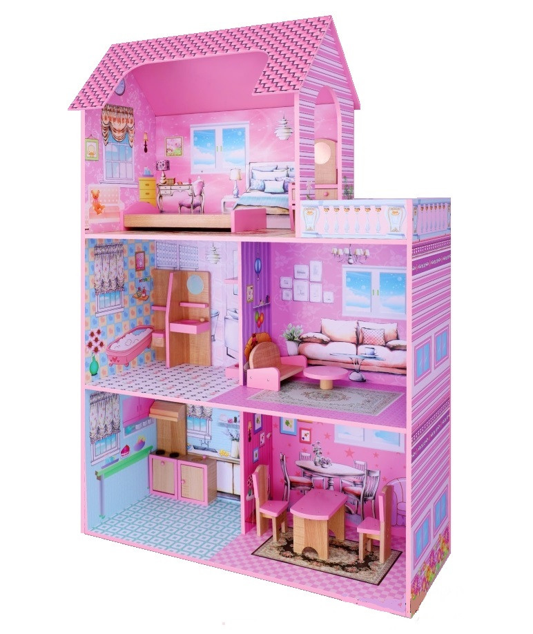 Домик для кукол Барби Dream House с мебелью, деревянный, высота 115 см, B742 - фото 1 - id-p139268013