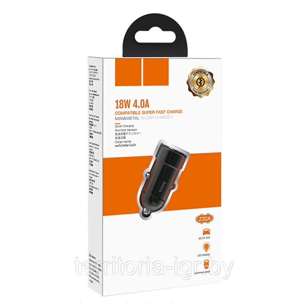 Автомобильное ЗУ Z32A 1 USB: QC3.0 18W черный Hoco - фото 1 - id-p139276595