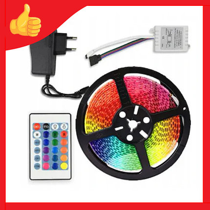Водонепроницаемая светодиодная лента 5M RGB 3528 с блоком питания, фото 2