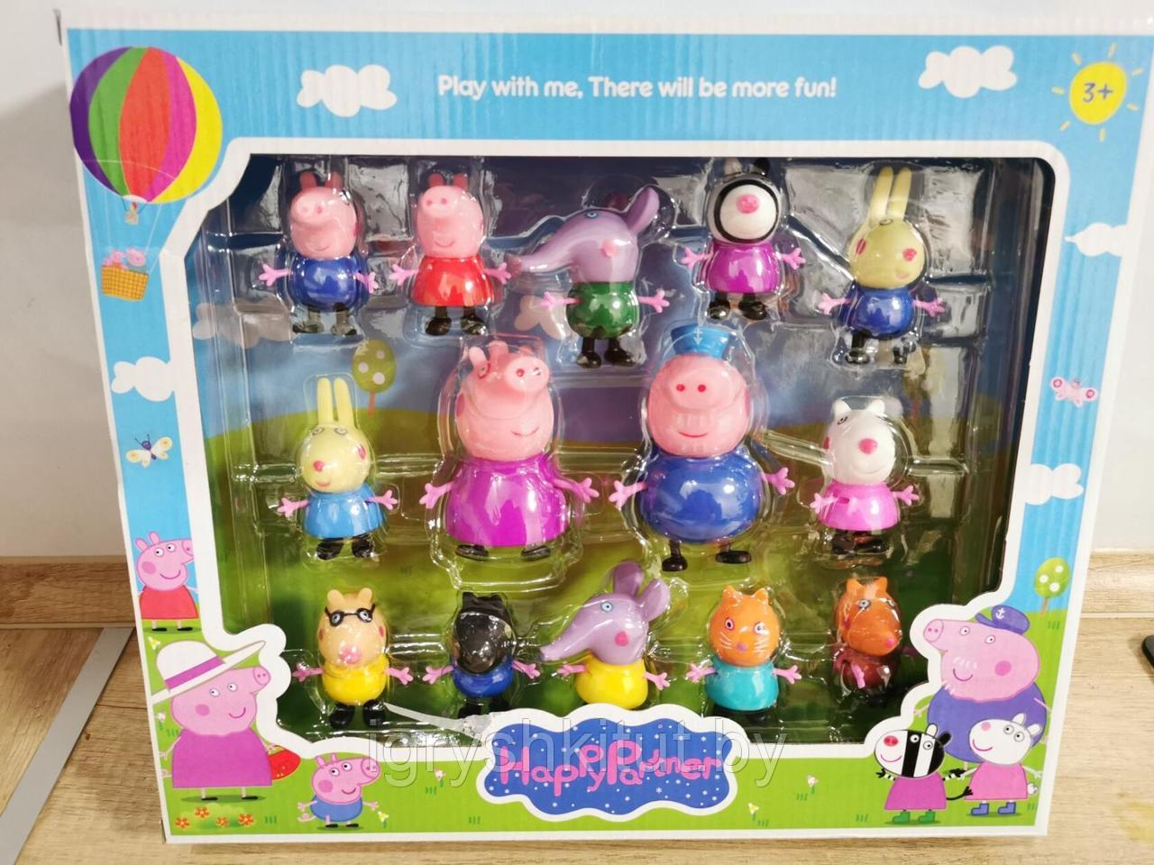 Детский набор игрушек "Семья Свинка Пеппа" Peppa Pig (14 героев), арт.F-4-16/7940 - фото 1 - id-p139262495