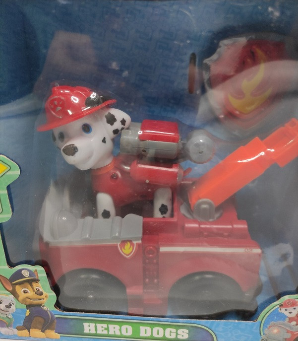 Игрушка Щенячий патруль (Paw Patrol) Маршал воздушный спасатель с рюкзаком трансформером и Пожарная машинк - фото 2 - id-p21622096