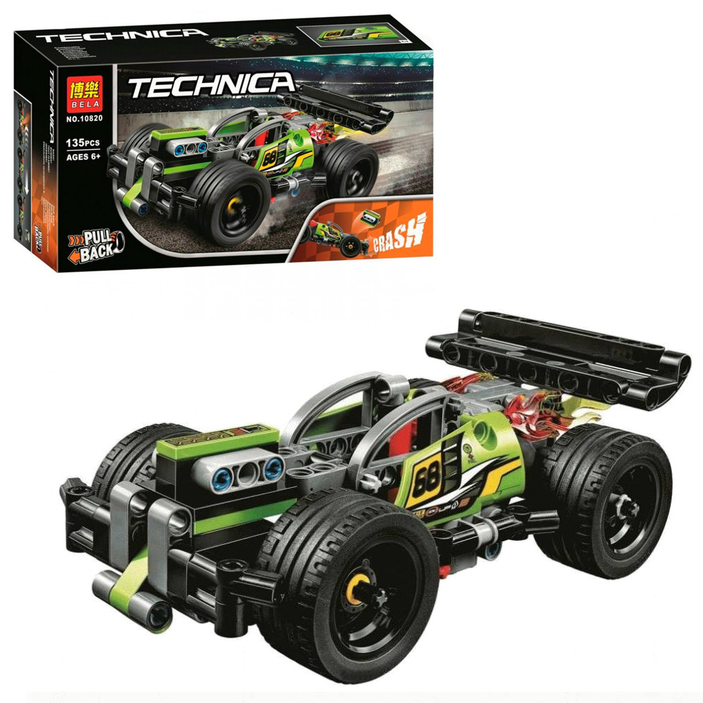 Конструктор Bela серия TECHNICA 10820 Зеленый гоночный автомобиль (аналог LEGO Technic 42072) 135 дет.