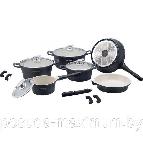 Набор посуды Royalty Line 14 пр. (RL-ES1014M Matt Black