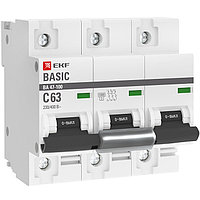 Автоматический выключатель ВА 47-100, 3P 63А 
(C) 10kA EKF Basic