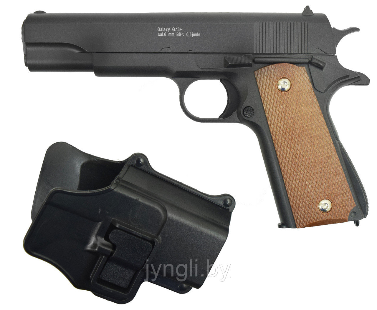Страйкбольный пистолет Galaxy G.13+ c тактической кобурой, 6 мм (копия Colt 1911) - фото 1 - id-p139410674