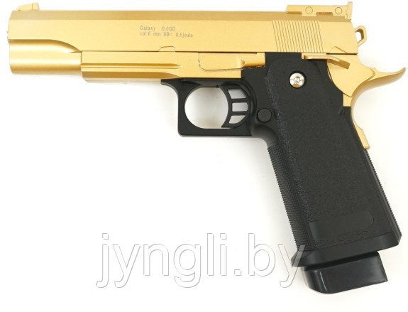Страйкбольный пистолет Galaxy G.6GD пружинный золотистый, 6 мм (копия Colt 1911)