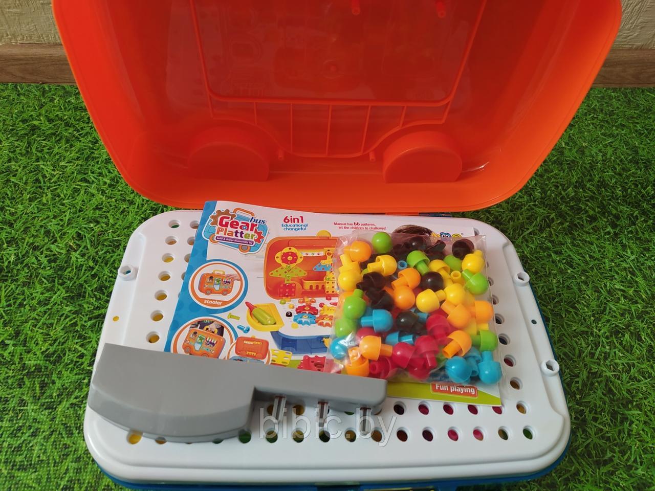Детский игровой конструктор-мозаика Bus Gear Platter с шуруповертом и шестеренками 6в1, для игры детей - фото 7 - id-p139423324