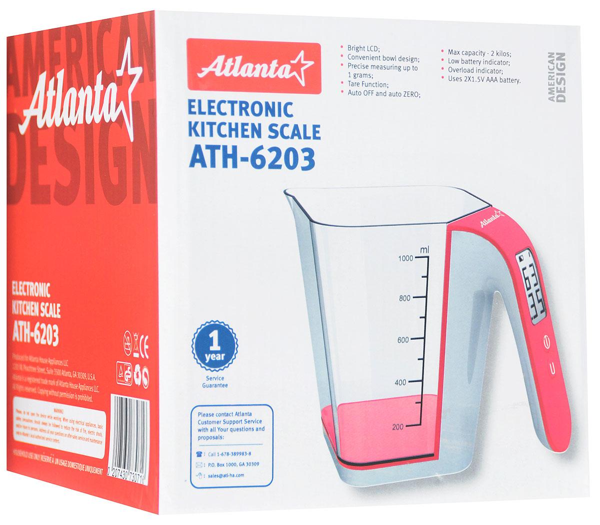 ATH-6203 красный Весы кухонные ATLANTA - фото 2 - id-p76339712