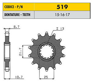 Звездочка ведущая Sunstar 519-15 зубьев