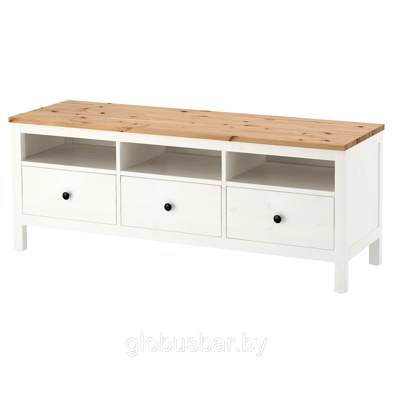 HEMNES ХЕМНЭС Тумба под ТВ, белая морилка/светло-коричневый148x47x57 см - фото 1 - id-p139456893