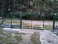Откатные ворота с автоматикой под ключ с бетонным основанием