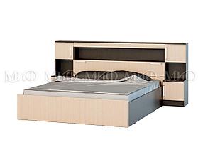 Кровать 1,6м с прикроватным блоком Бася  (венге и дуб беленый) фабрика Миф