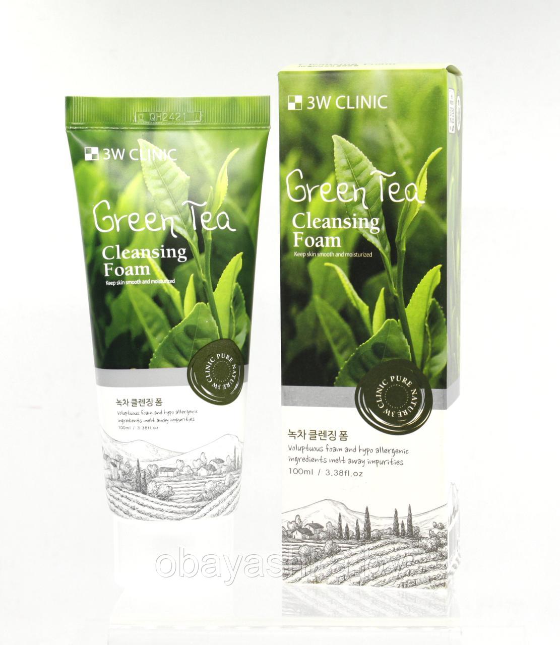 [3W CLINIC] Пенка для умывания ЗЕЛЕНЫЙ ЧАЙ/НАТУРАЛЬНАЯ Green Tea Foam Cleansing, 100 мл - фото 1 - id-p139461221