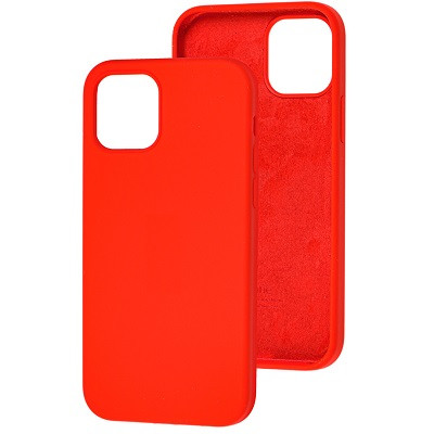 Силиконовый чехол Silicone с закрытым низом красный для Apple iPhone 12 - фото 1 - id-p139461095
