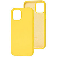 Силиконовый чехол Silicone с закрытым низом желтый для Apple iPhone 12