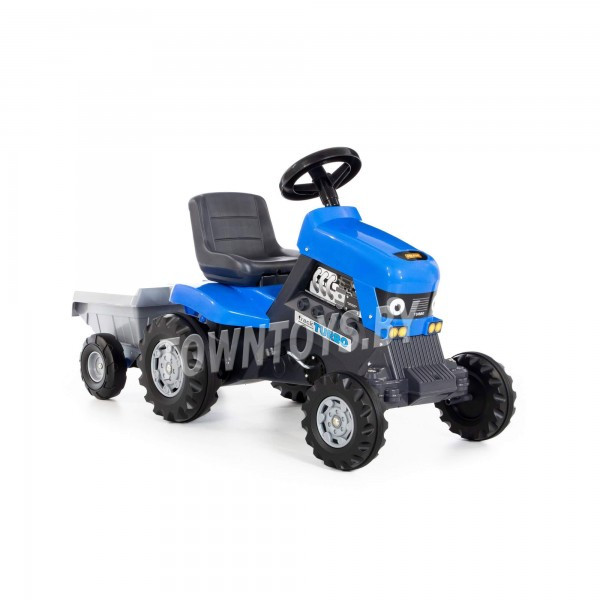 Детская игрушка машинка каталка-трактор с педалями "Turbo" (синяя) с полуприцепом арт. 84637 Полесье - фото 5 - id-p139469159
