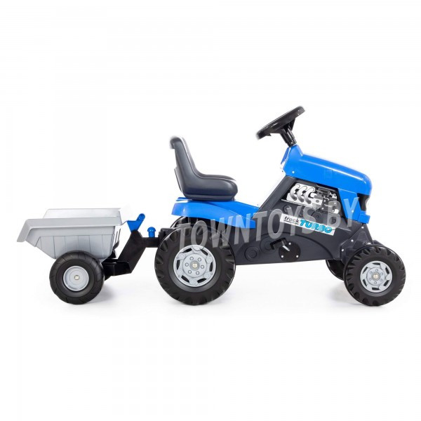 Детская игрушка машинка каталка-трактор с педалями "Turbo" (синяя) с полуприцепом арт. 84637 Полесье - фото 4 - id-p139469159
