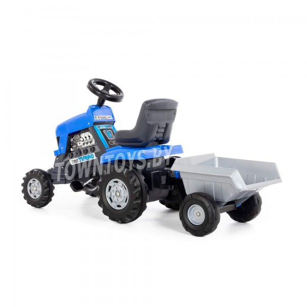 Детская игрушка машинка каталка-трактор с педалями "Turbo" (синяя) с полуприцепом арт. 84637 Полесье - фото 2 - id-p139469159