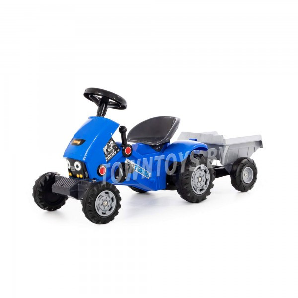 Детская каталка-трактор с педалями "Turbo-2" (синяя) с полуприцепом арт. 84651 Полесье - фото 1 - id-p139469161