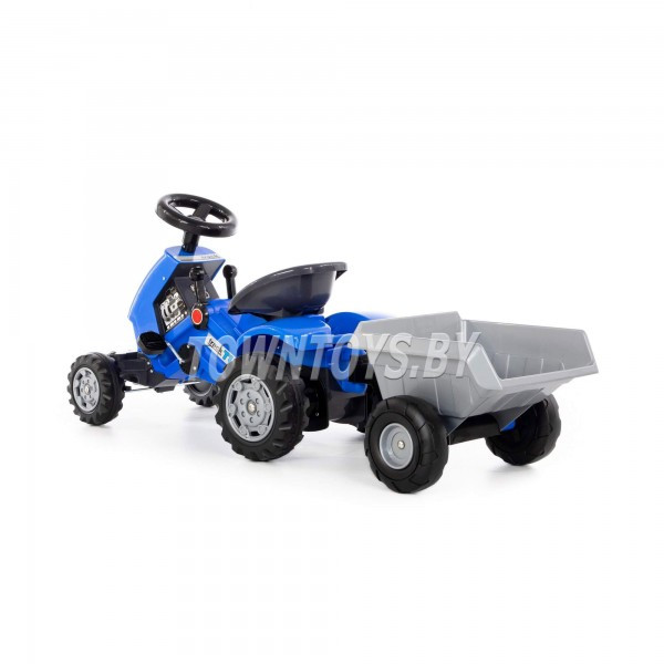 Детская каталка-трактор с педалями "Turbo-2" (синяя) с полуприцепом арт. 84651 Полесье - фото 6 - id-p139469161