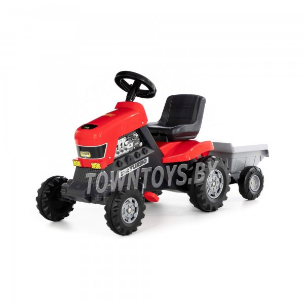 Детская игрушка каталка-трактор с педалями "Turbo" (красная) с полуприцепом арт. 52681 Полесье - фото 1 - id-p139469163