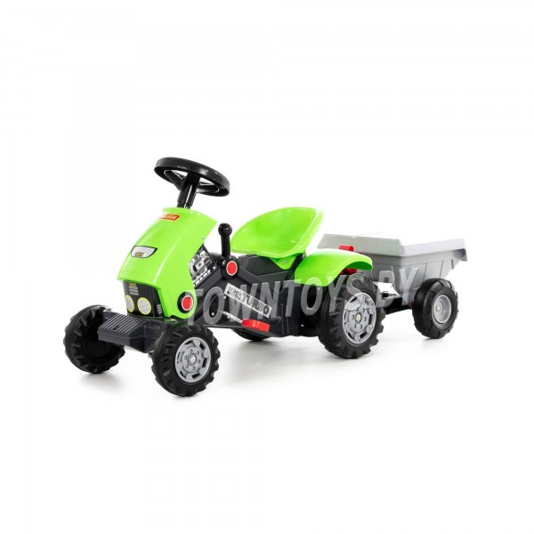 Детская игрушка для мальчиков каталка-трактор с педалями "Turbo-2" (зелёная) с полуприцепом арт. 52742 Полесье - фото 1 - id-p139469165