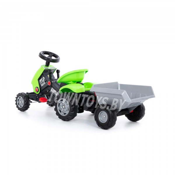 Детская игрушка для мальчиков каталка-трактор с педалями "Turbo-2" (зелёная) с полуприцепом арт. 52742 Полесье - фото 5 - id-p139469165