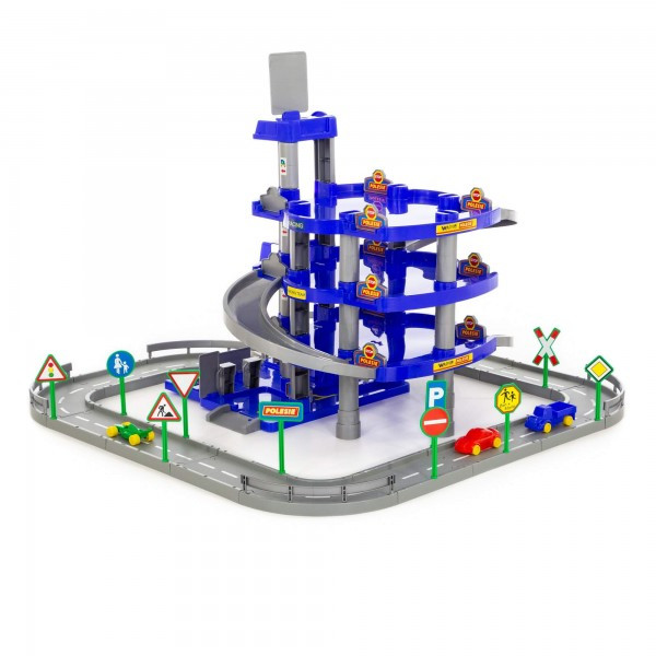 Детская игрушка для мальчиков конструктор паркинг 4-уровневый с дорогой и автомобилями (синий) (в коробке) - фото 2 - id-p139469233