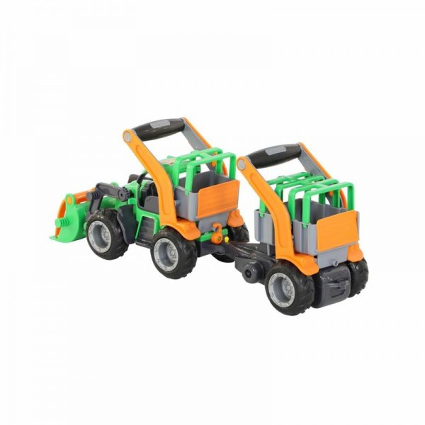 Детская игрушка трактор-погрузчик "ГрипТрак" с полуприцепом для животных (в сеточке) арт. 48417 Полесье - фото 5 - id-p139469380