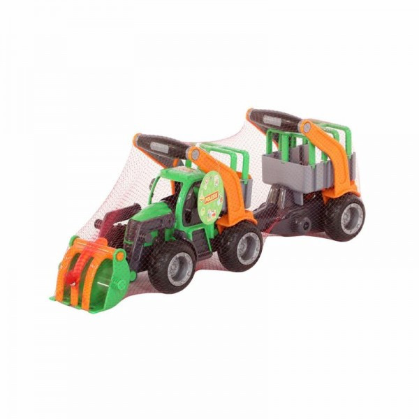 Детская игрушка трактор-погрузчик "ГрипТрак" с полуприцепом для животных (в сеточке) арт. 48417 Полесье - фото 9 - id-p139469380