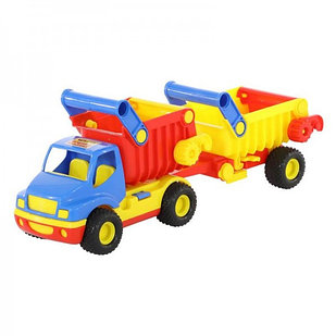 Детская игрушка "КонсТрак", автомобиль-самосвал с полуприцепом (в сеточке) арт. 0360 Полесье