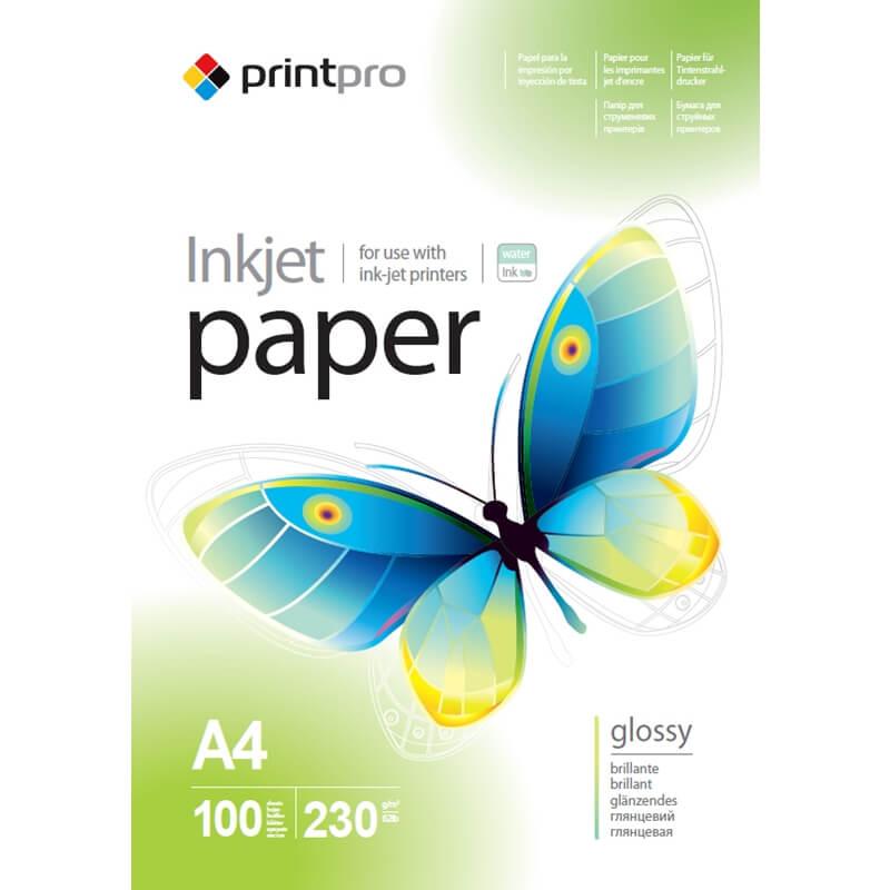 PGE230100A4 PrintPro фотобумага glossy 230g/m, A4, 100pc.