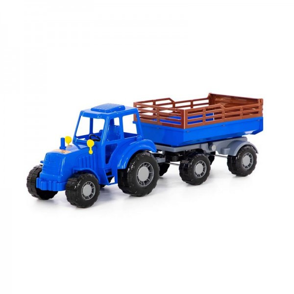 Детская игрушка Трактор "Алтай" (синий) с прицепом №2 (в сеточке), 84767, Полесье - фото 1 - id-p139469529