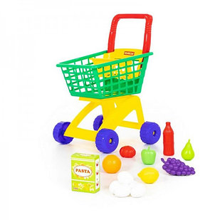 Детская игрушка Тележка для маркета + набор продуктов №8 (12 элементов) арт. 61928 Полесье