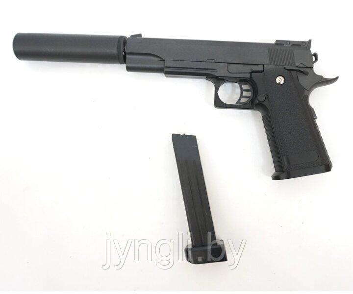 Страйкбольный пистолет Galaxy G.6A пружинный с глушителем и ЛЦУ, 6 мм (копия Colt 1911)