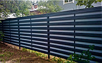 Забор из металлического горизонтального штакетника (односторонний штакетник/двухсторонняя зашивка) высота 1,7м, фото 1