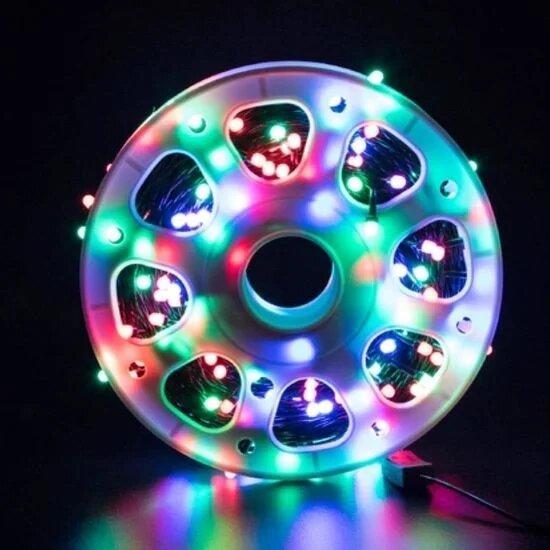 Новогодняя светодиодная уличная гирлянда катушка 50м RGB Разноцветная - фото 2 - id-p139555607
