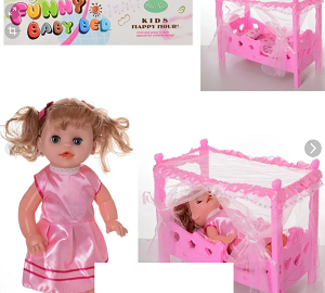 Кукла c кроваткой Funny baby bed 168-15,  звуковые эффекты   д