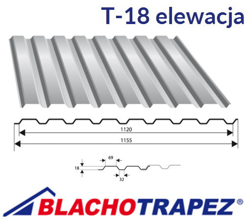 Профнастил Т18, Стеновой, Производство: Польша "Blachotrapez" - фото 1 - id-p9904712