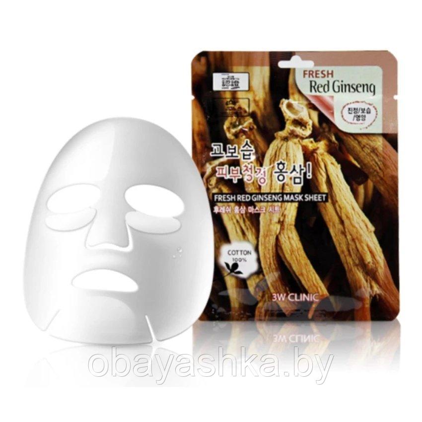 [3W CLINIC] Тканевая маска для лица КРАСНЫЙ ЖЕНЬШЕНЬ Fresh Red Ginseng Mask Sheet, 1 шт - фото 1 - id-p139585230