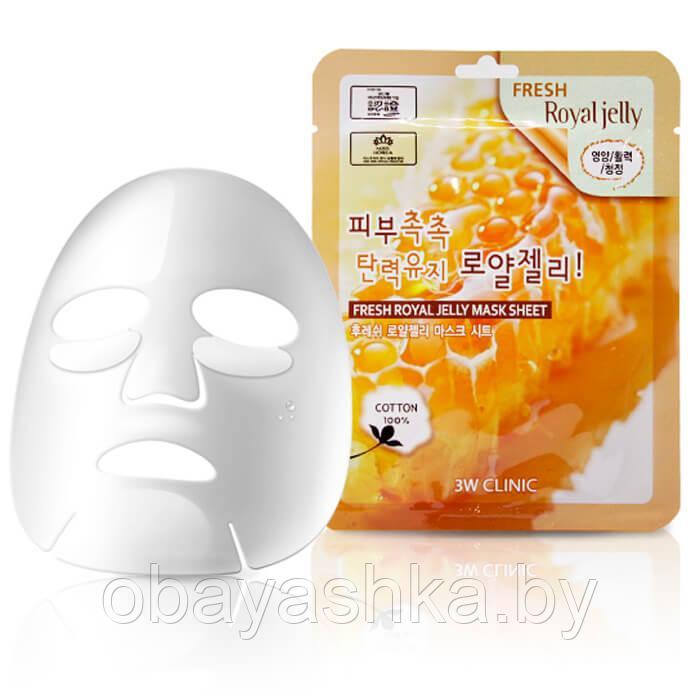 [3W CLINIC] Тканевая маска для лица МАТОЧНОЕ МОЛОЧКО Fresh Royal Jelly Mask Sheet, 1 шт - фото 1 - id-p139585657